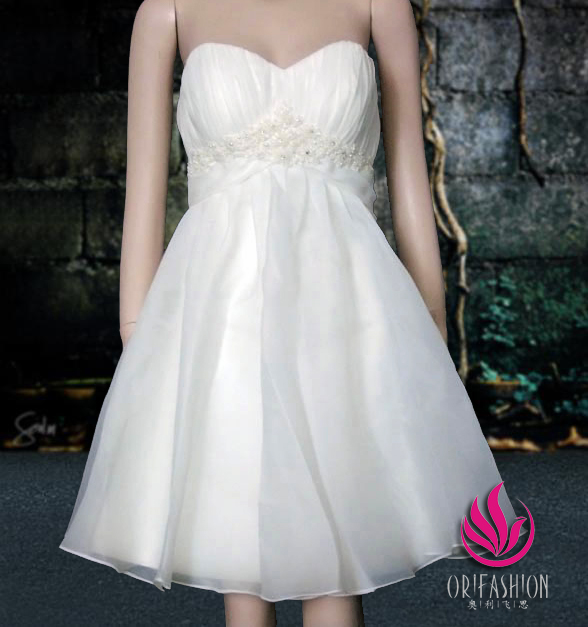 Orifashion HandmadeReal Custom Made Silk Organza Short Wedding D - Click Image to Close